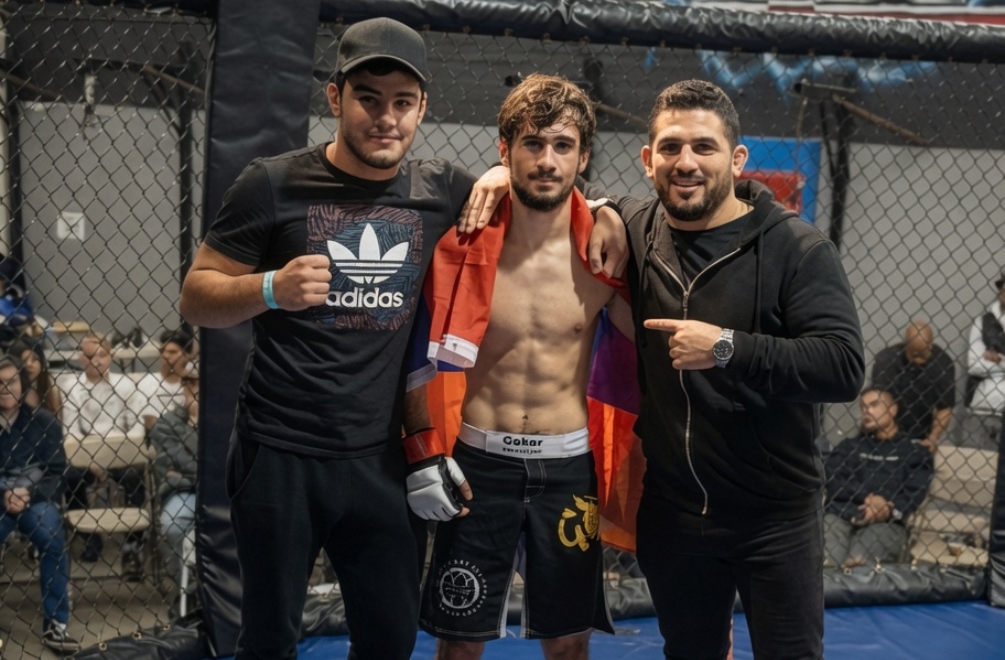 Artur after an amateur fight with Karen Darabedyan and Samvel Boyajyan